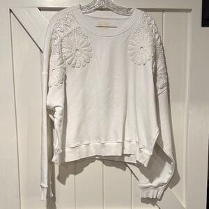 American Eagle Outfitters White Lace Detail Sweatshirt